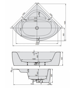 Гидромассажная ванна Hoesch iSensi 150х150 3857i.010+69719
