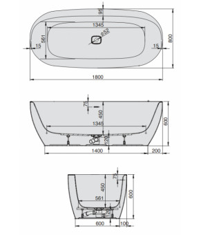 Гидромассажная ванна Hoesch iSensi 180х80 3851i.010+69725.305+69719