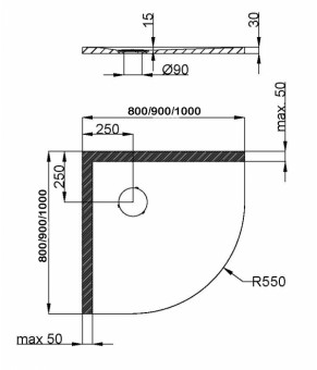 Душевой поддон Hoesch Nias Cut 90х90 4581CxA.730
