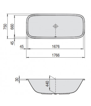 Гидромассажная ванна Hoesch SingleBath Uno Tergum 176x75 3687N.010 + 69709
