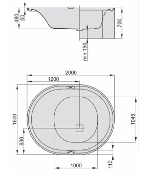 Гидромассажная ванна Hoesch Ergo+ Tergum 200х160 6442N.550 + 69709