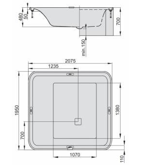 Гидромассажная ванна Hoesch Ergo+ Tergum 207х195 6439N.010 + 69709