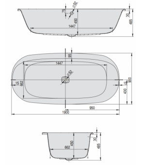 Гидромассажная ванна Hoesch iSensi Tergum 190x90 3838N.010 + 6967.310 + 69709 + 690913T
