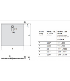Душевой поддон Hoesch Thasos 80х80 6607.010.010 крышка белая