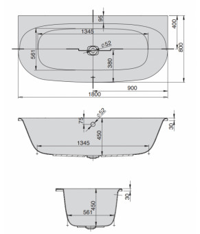 Гидромассажная ванна Hoesch iSensi Laola II 180х80 3848Z.010 + 6966.305 + 69709