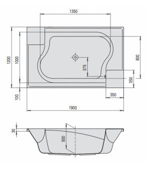 Гидромассажная ванна Hoesch Santee Tergum for two 190х120 6652V.010 + 69709 + 69719