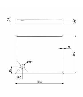 Душевой поддон Qtap Tern 301812W 100x80x12 см + сифон