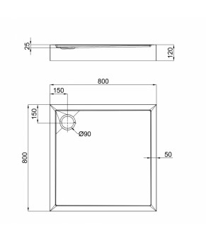 Душевой поддон Qtap Tern 308812W 80x80x12 см + сифон