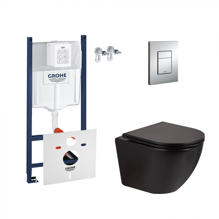 Набір інсталяція 4 в 1 Grohe Rapid SL 3884000G + унітаз із сидінням Qtap Robin QT1333046ERMB