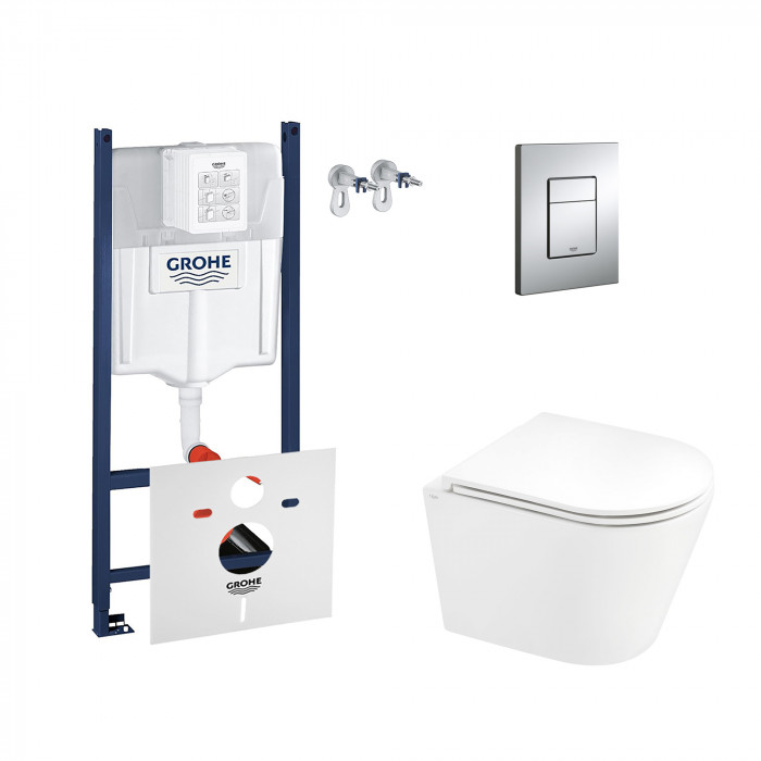 Набор инсталляция 4 в 1 Grohe Rapid SL 3884000G + унитаз с сиденьем Qtap Scorpio QT1433053ERW
