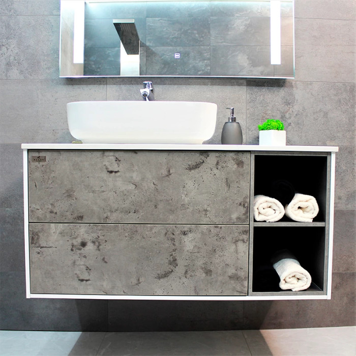 Тумба с раковиной REXON Ombra RX99CG/100 Glossy White/Concrete Grey