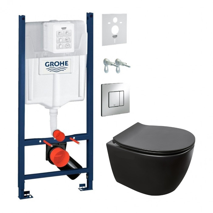 Унітаз Isvea Sentimenti Neo підвісний RimLess, сидіння soft close, інстал. Grohe Rapid (10AR02010+40D40521I+38840000K)