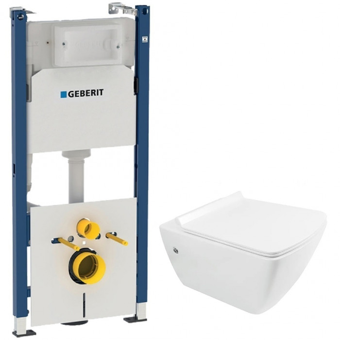 Унітаз Isvea Purita cleanWash без обідка, підвісний, сидіння, інстал Geberit Duofix (10PL02007+ 40S40200I+458.126.00.1)