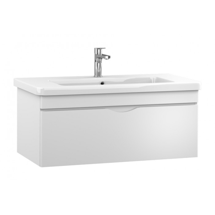 Тумбочка с умывальником Isvea Neo 97x40x43 lacquered white 21NGS301100E (21NG1301100E+10PS50100SV)