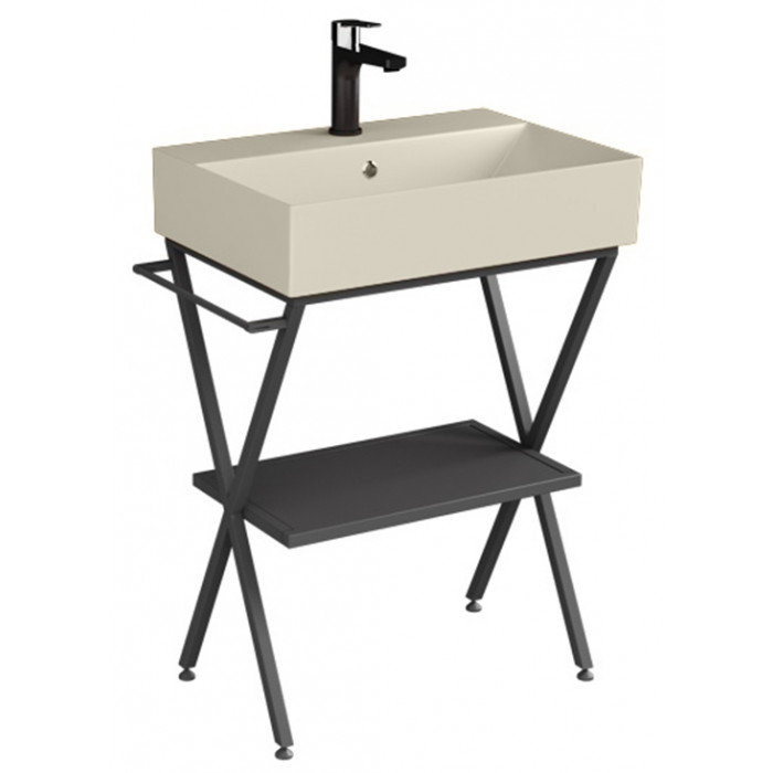 Тумбочка с умывальником Isvea Ferro 56,5x39,5x70 black profile 29FES004060I (29FE1004060I+10SF50060-2K-İvory)