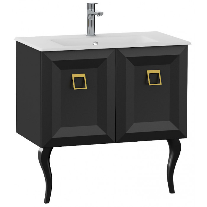 Тумбочка с умывальником Isvea Aria 81,5x46,5x80 black-gold 27AAS004080I (27AA1004080I+10SL51081)
