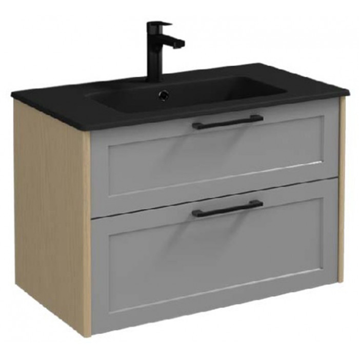 Тумбочка с умывальником Isvea Valero 81x46x58,5 oak-grey 27VRS075080I (27VR1075080I+10SL51081)