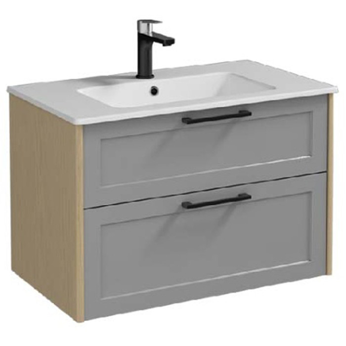 Тумбочка с умывальником Isvea Valero 81x46x58,5 oak-grey 27VRS074080I (27VR1074080I+10SL51081)