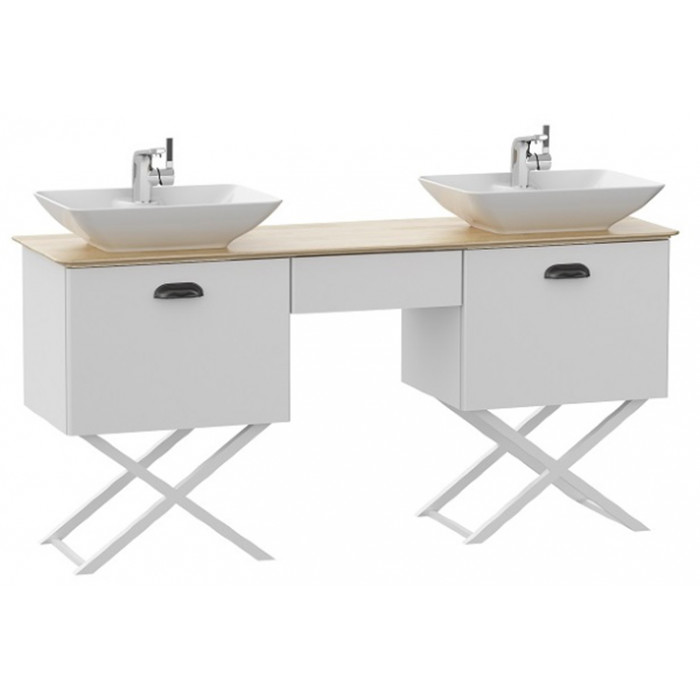 Тумбочка с умывальником Isvea Bei 159,5x45x76 white & oak 21BES065155I (21BE1065155I+10SY50052)