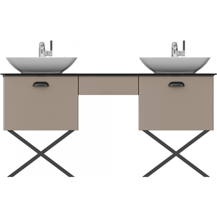 Тумбочка с умывальником Isvea Bei 159,5x45x76 black & taupe 21BES064155I (21BE1064155I+10SY50052)