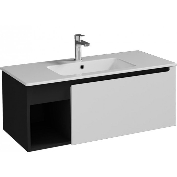 Тумбочка с умывальником Isvea Onda Plus 100x45,5x40 anthracite & white 21OPS087100I (21OP1087100I+10SL50101)