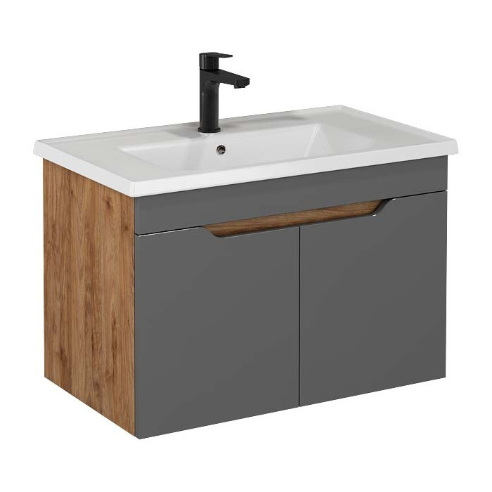 Тумбочка с умывальником Isvea Onda 81x46x51,5 amalfi & anthracite 24ONS075080I (24ON1075080I+10LE50081)
