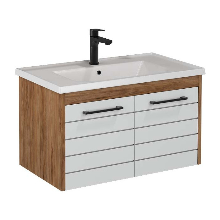 Тумбочка с умывальником Isvea Aristo 81x46,5x47 italian walnut & lacquered white 21RSS063080I (21RS1063080I+10LE50081)