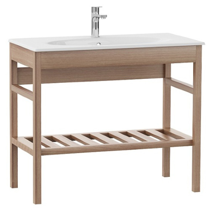 Тумбочка с умывальником Isvea Sistema X 100x50,5x85 natural veneered teak 22SFS003100I (22SF8003100I+10SX51101)