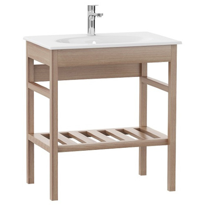 Тумбочка с умывальником Isvea Sistema X 80x50,5x85 natural veneered teak 22SFS003080I (22SF8003080I+10SX50080)