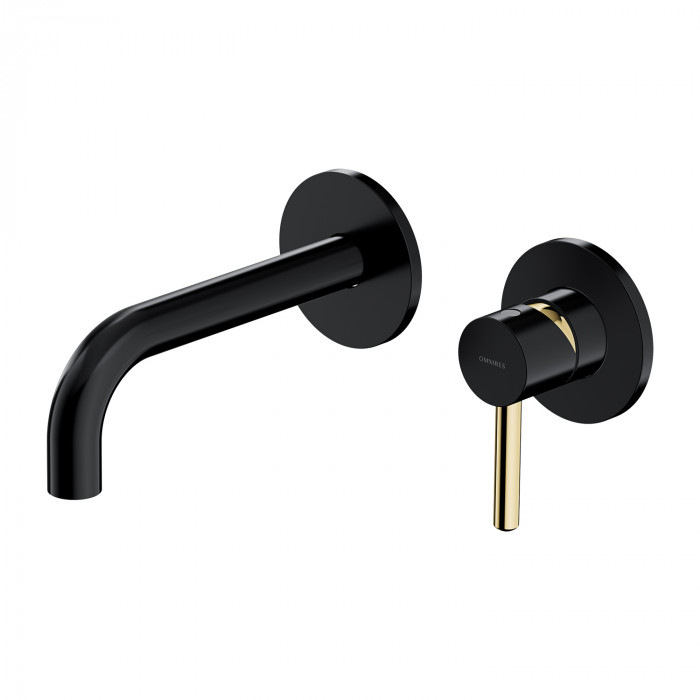 Смеситель для умывальника скрытого монтажа Omnires Y black/gold (Y1215HBLGL)