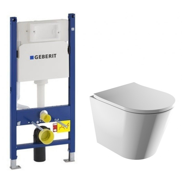 Унітаз Omnires Tampa rimless підвісне сидіння дюропласт + інсталяція Geberit Duofix (458.126.00.1+TAMPAMWBP)