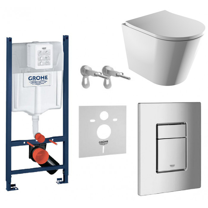 Унитаз Omnires Tampa rimless подвесной сиденье дюропласт + инсталляция Grohe Rapid Sl (38721000 + TAMPAMWBP)