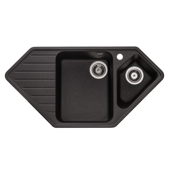 Кухонна мийка GRANADO Ibiza Black shine трапецієподібна подвійна 980х500х210 (Артикул: 1801)