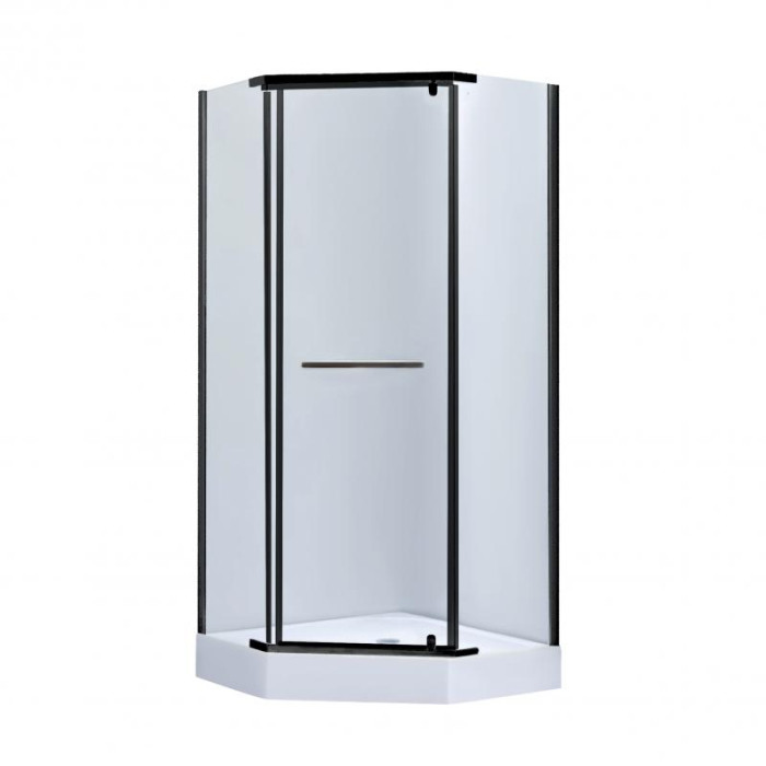 Набор Lidz душевая кабина Dozorca SC90x90.BLA.LOW.TR, стекло прозрачное 6 мм + поддон Diament