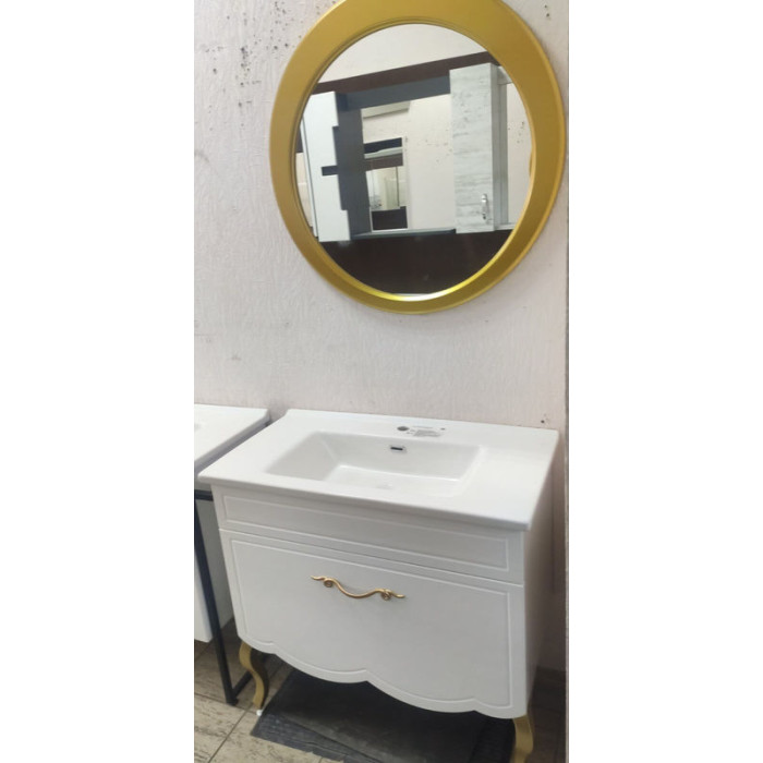 Тумба с Умывальником Veronis Sofya 85 White-Gold VE-TSOFIAWG85