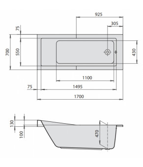 Гидромассажная ванна Hoesch Foster Deluxe 170х70 66466.010 + 6957 + 69719 + 69706