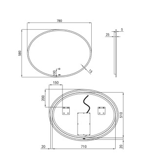 Зеркало Qtap Virgo 780х580 с LED-подсветкой QT18783502W