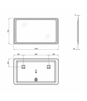 Зеркало Qtap Leo 1200х700 с LED-подсветкой QT1178141870120W