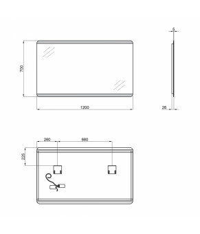 Зеркало Qtap Tern 1200x700 с LED-подсветкой QT1778120870120W