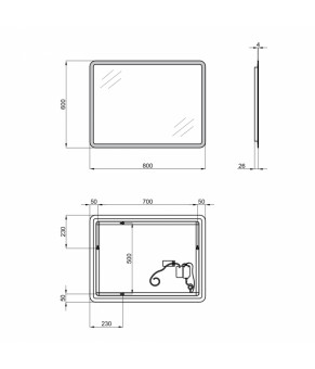 Зеркало Qtap Tern 600x800 с LED-подсветкой, Reverse QT177814276080W
