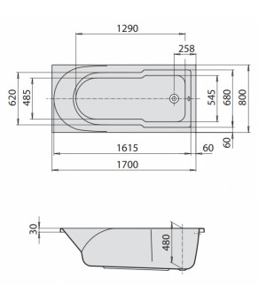 Гидромассажная ванна Hoesch Spectra Tergum 170х80 3665N.010 + 69709 + 69719 + 690913T