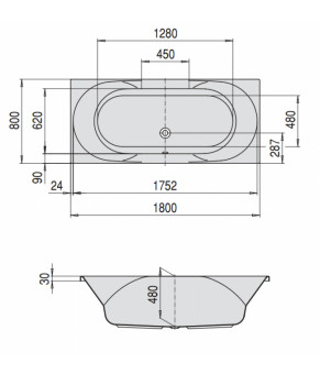 Гидромассажная ванна Hoesch Spectra Tergum 180х80 3651N.010 + 69709 + 69719 + 690913T
