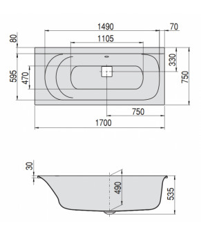 Гидромассажная ванна Hoesch Thasos Tergum 170х75 3744N.010 + 69719