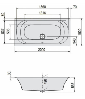 Гидромассажная ванна Hoesch Thasos Deluxe 200х100 37426.010 + 6957 + 69706