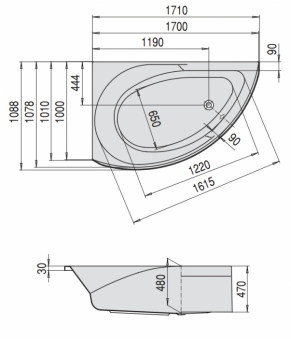 Гидромассажная ванна Hoesch Spectra Deluxe 170х100 36576.010