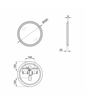Зеркало Qtap Virgo R400 с LED-подсветкой QT1878250640W