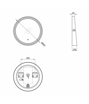 Зеркало Qtap Robin R600 Black с LED-подсветкой и антизапотеванием QT13786501B