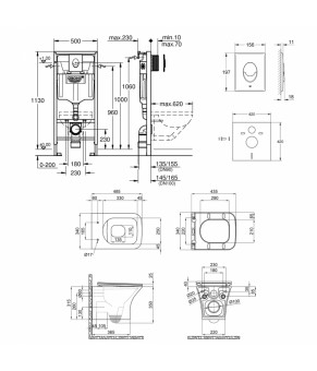 Набор инсталляция 4 в 1 Grohe Rapid SL 38721001 + унитаз с сиденьем Qtap Presto QT24332615EW