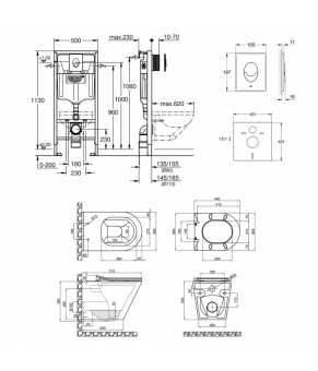 Набор инсталляция 4 в 1 Grohe Rapid SL 38722001 + унитаз с сиденьем Qtap Scorpio QT1433053ERMB