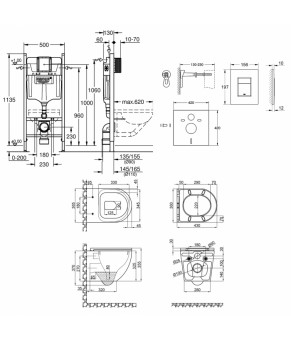 Набор инсталляция 4 в 1 Grohe Rapid SL 3884000G + унитаз с сиденьем Qtap Robin QT1333046ERW